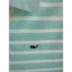 Vineyard Vines Striped Polo Shirt - Light Teal and White